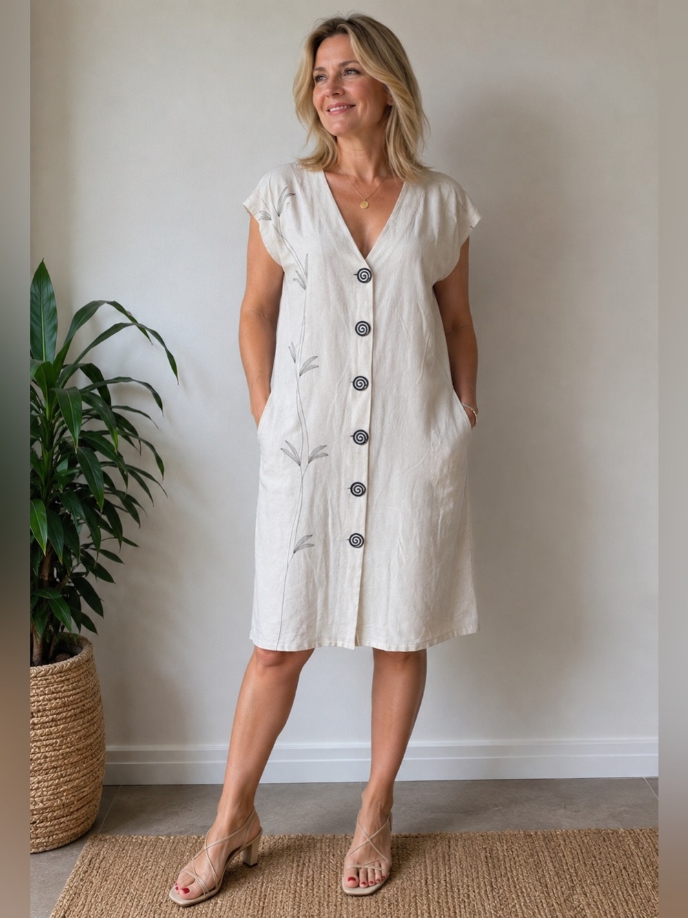 Art to wear 100%raw silk Birds of Paradise button down dress SMALL ( rum bigger
